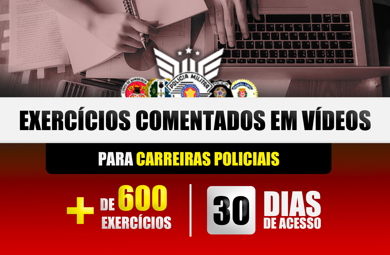 Exercícios Comentados em Vídeos l +600 EXERCÍCIOS - 30 DIAS DE ACESSO